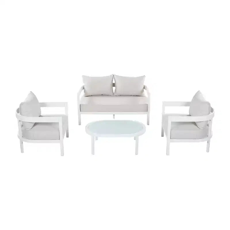 ModernLuxe Ensemble de canapé d'extérieur 4/5 pièces Meubles de conversation pour terrasse Groupe de sièges avec table basse, coussins résistant aux intempéries et cadre résistant à la rouille
