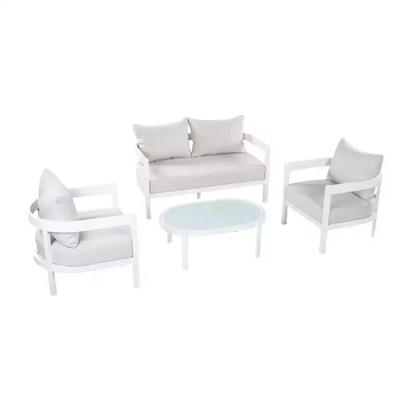 ModernLuxe Ensemble de canapé d'extérieur 4/5 pièces Meubles de conversation pour terrasse Groupe de sièges avec table basse, coussins résistant aux intempéries et cadre résistant à la rouille