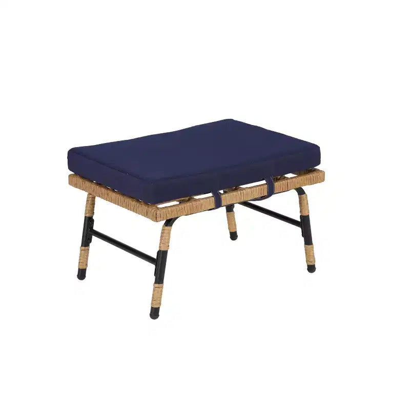 GDFStudio Isaac Fauteuil d'extérieur œuf en osier et métal avec pouf et coussins épais