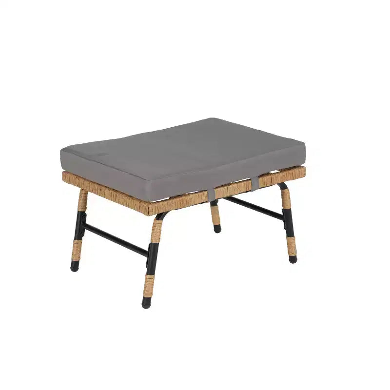 GDFStudio Isaac Fauteuil d'extérieur œuf en osier et métal avec pouf et coussins épais