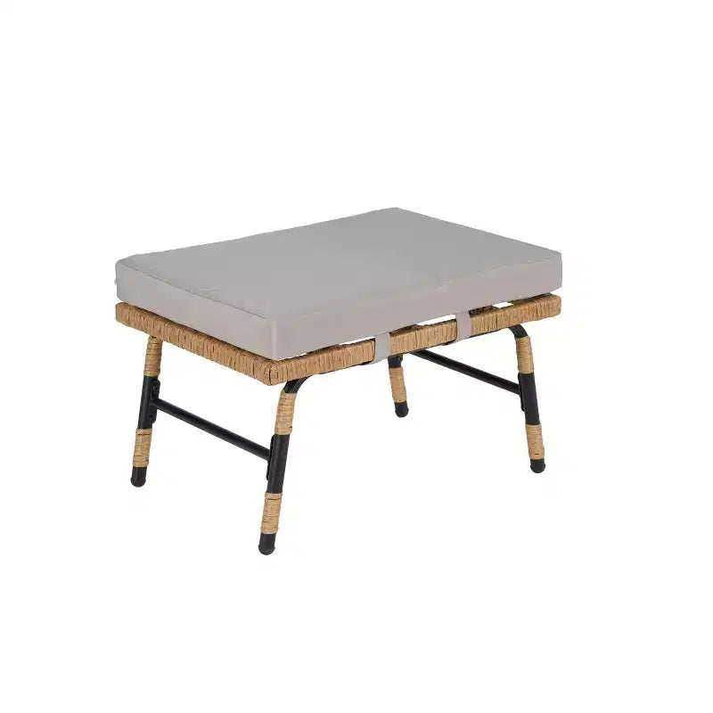 GDFStudio Isaac Fauteuil d'extérieur œuf en osier et métal avec pouf et coussins épais