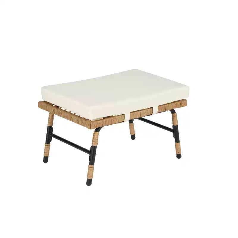 GDFStudio Isaac Fauteuil d'extérieur œuf en osier et métal avec pouf et coussins épais