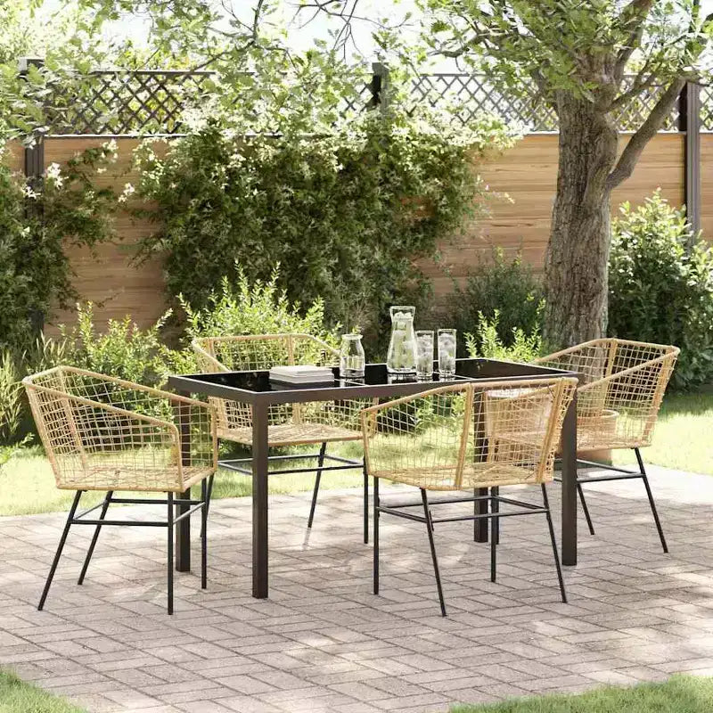 vidaXL Salon de jardin 5 pcs résine tressée marron