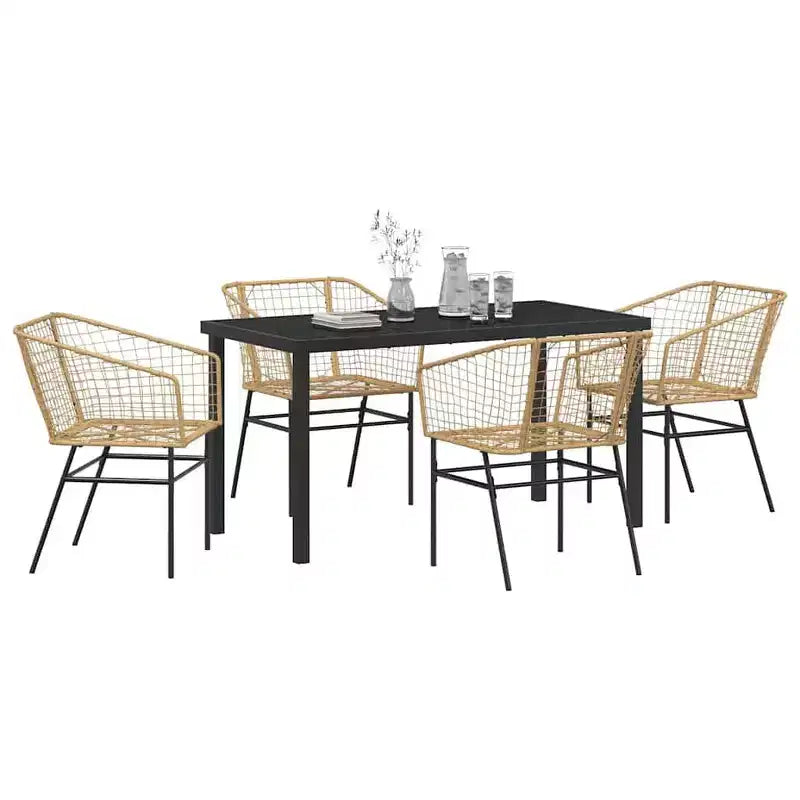 vidaXL Salon de jardin 5 pcs résine tressée marron