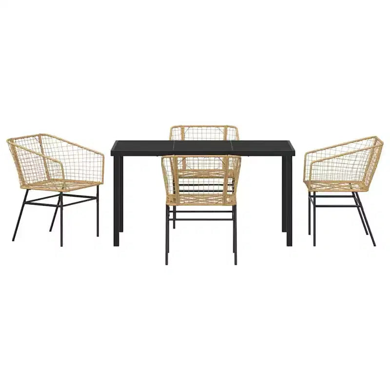 vidaXL Salon de jardin 5 pcs résine tressée marron