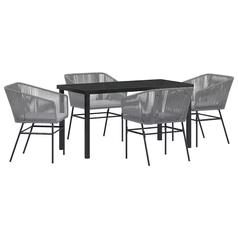 vidaXL Garden Dining Set with Cushion 5 pcs Grey Powder-Coated Steel