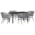 vidaXL Garden Dining Set with Cushion 5 pcs Grey Powder-Coated Steel