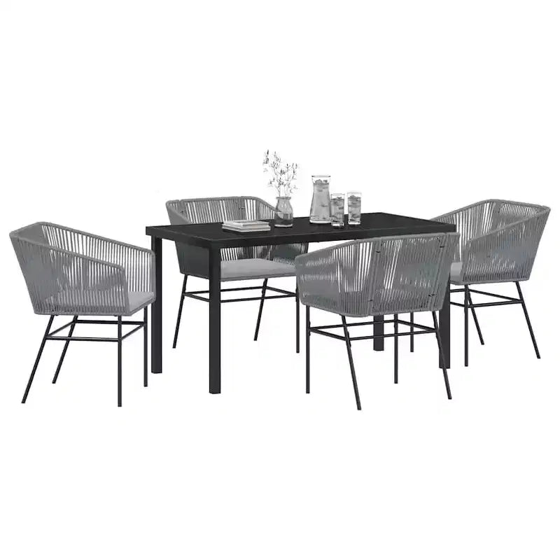 vidaXL Ensemble repas de jardin avec coussins 5 pcs Acier revêtu par poudre Gris