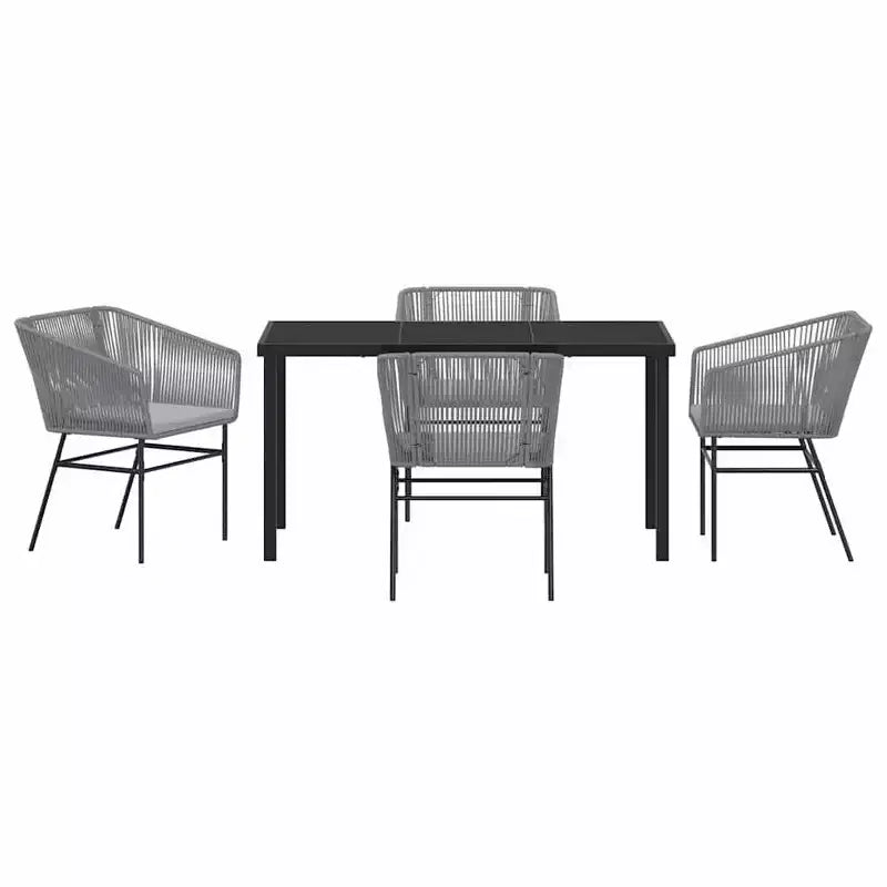 vidaXL Ensemble repas de jardin avec coussins 5 pcs Acier revêtu par poudre Gris