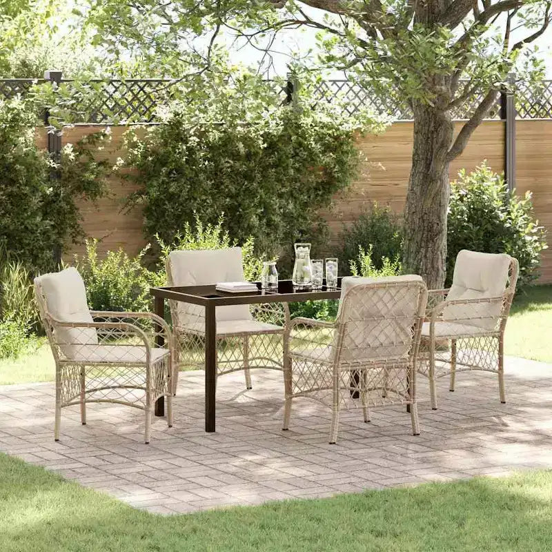 vidaXL Salon de jardin avec coussins 5 pcs Résine tressée Beige