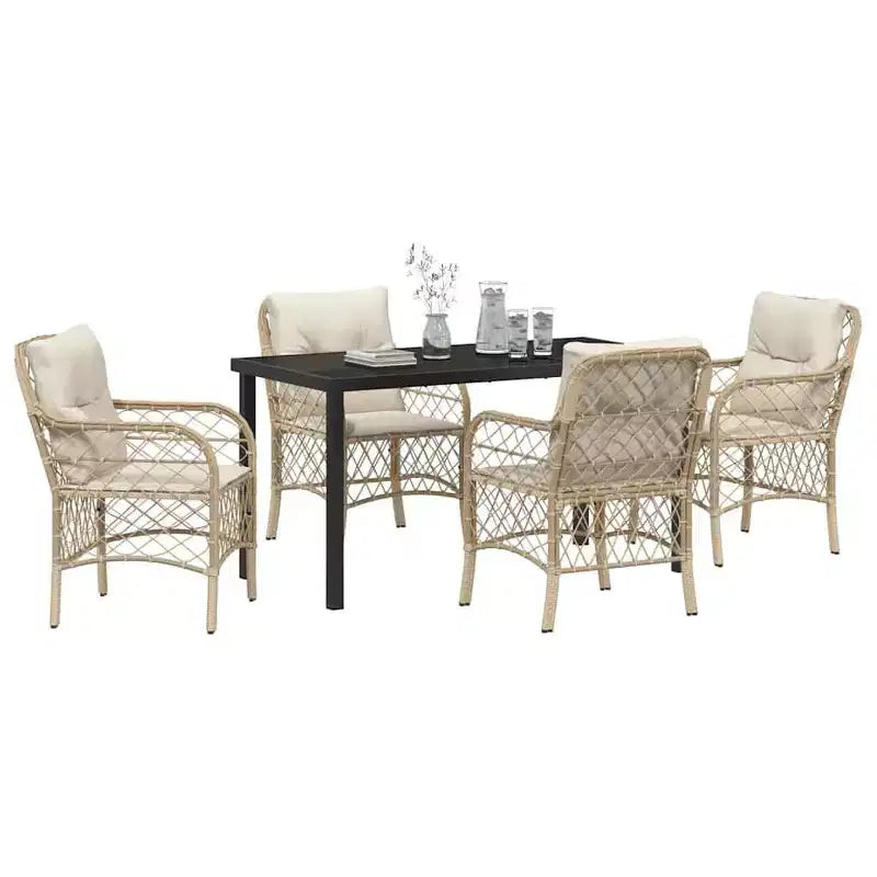 vidaXL Salon de jardin avec coussins 5 pcs Résine tressée Beige