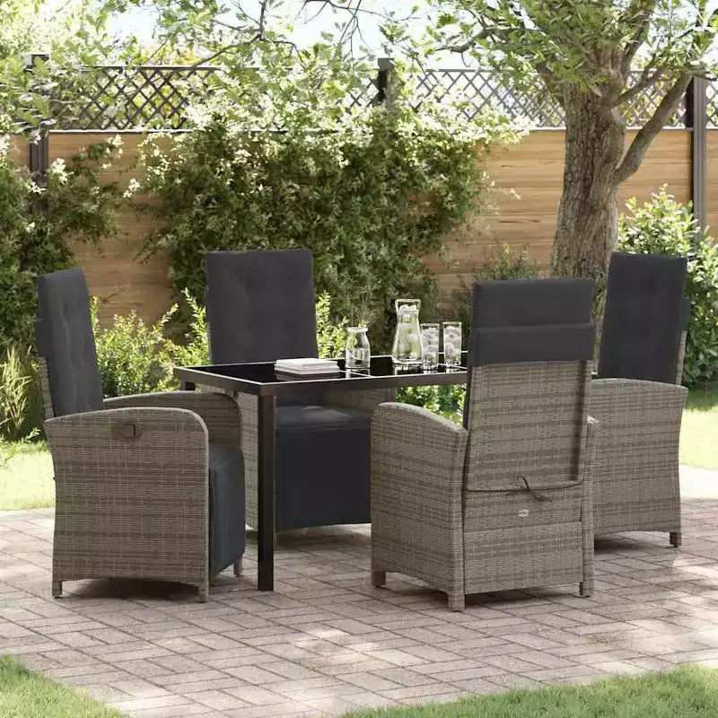 vidaXL Ensemble de salle à manger de jardin avec coussins 5 pcs gris résine tressée