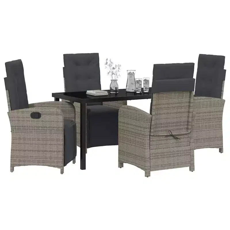 vidaXL Ensemble de salle à manger de jardin avec coussins 5 pcs gris résine tressée