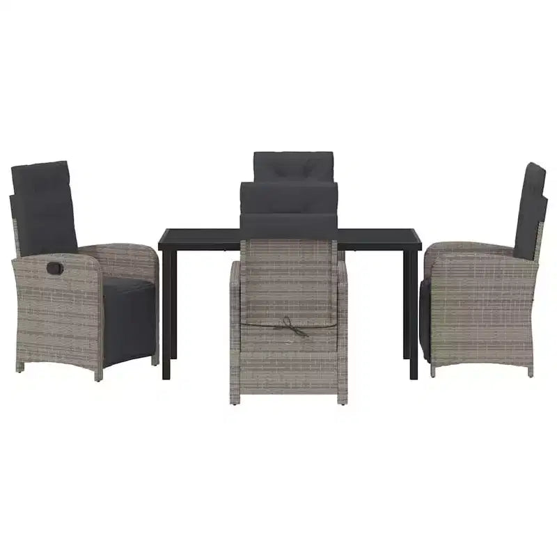 vidaXL Ensemble de salle à manger de jardin avec coussins 5 pcs gris résine tressée