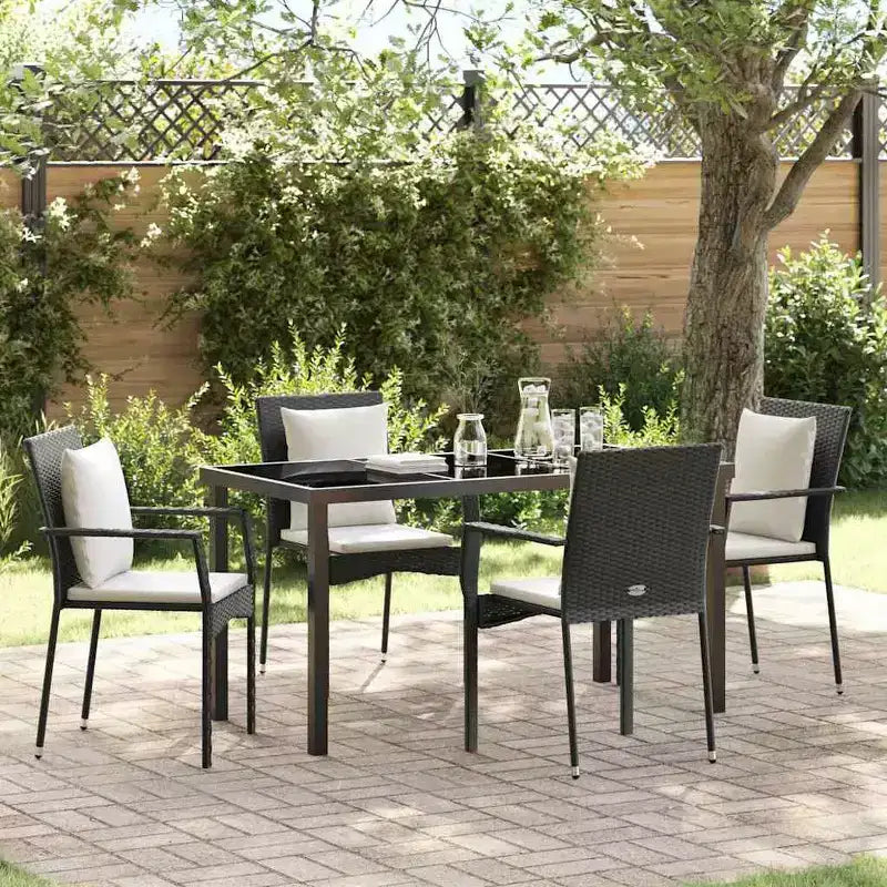 vidaXL Ensemble de jardin de 5 pièces avec coussins en résine tressée noir