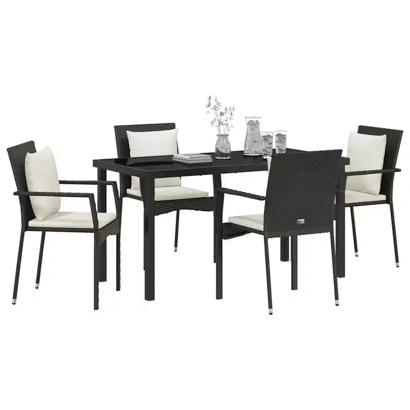 vidaXL Ensemble de jardin de 5 pièces avec coussins en résine tressée noir