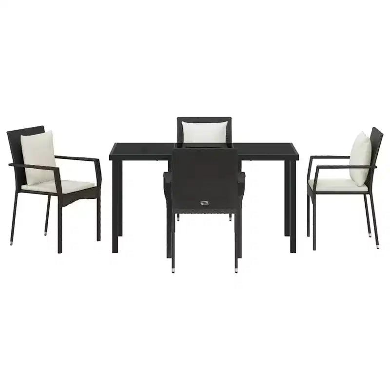vidaXL Ensemble de jardin de 5 pièces avec coussins en résine tressée noir