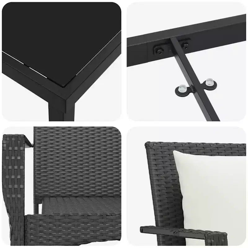 vidaXL Ensemble de jardin de 5 pièces avec coussins en résine tressée noir
