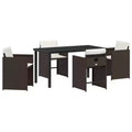 vidaXL Garden Dining Set with Cushion 5 pcs Brown Poly Rattan