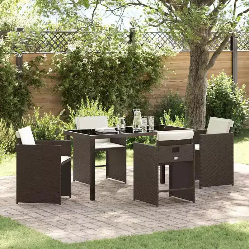 vidaXL Salon de jardin avec coussins 5 pcs Résine tressée marron