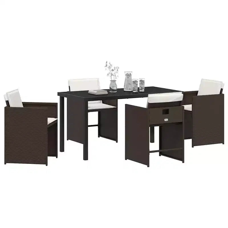 vidaXL Salon de jardin avec coussins 5 pcs Résine tressée marron