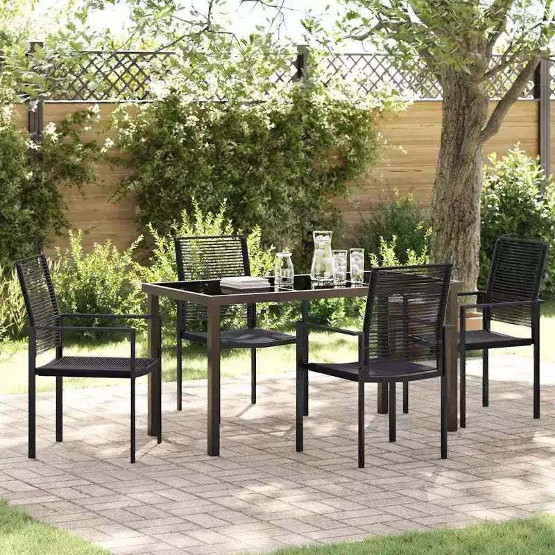 vidaXL Ensemble de jardin 5 pcs Acier enduit de poudre noir