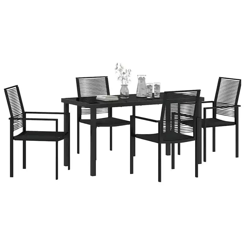 vidaXL Ensemble de jardin 5 pcs Acier enduit de poudre noir
