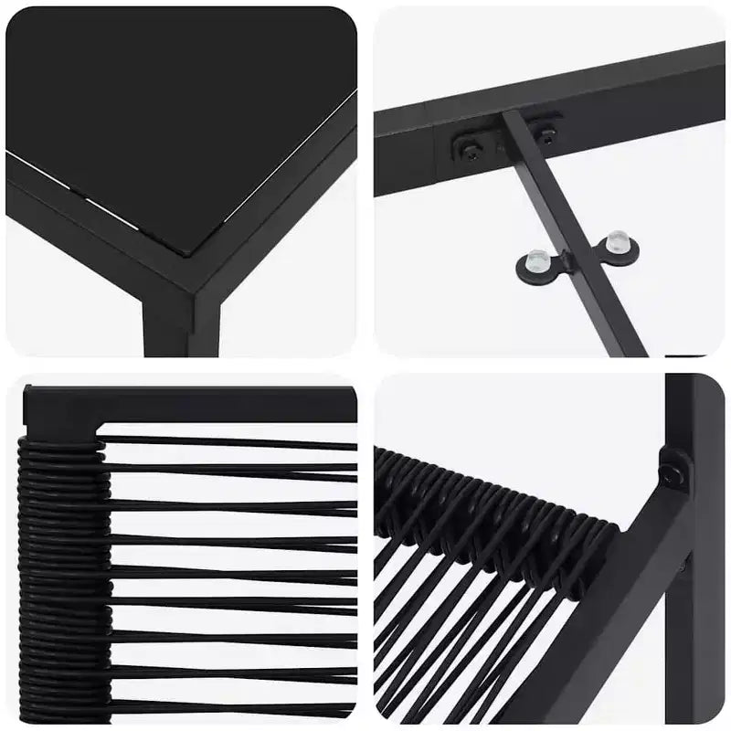 vidaXL Ensemble de jardin 5 pcs Acier enduit de poudre noir
