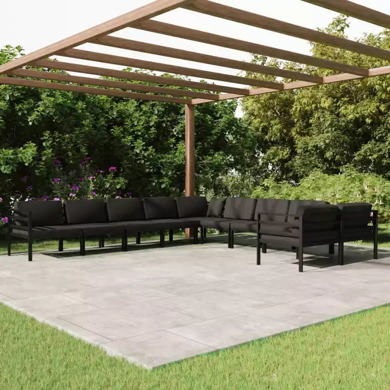 vidaXL Salon de jardin 10 pièces avec coussins Aluminium Anthracite