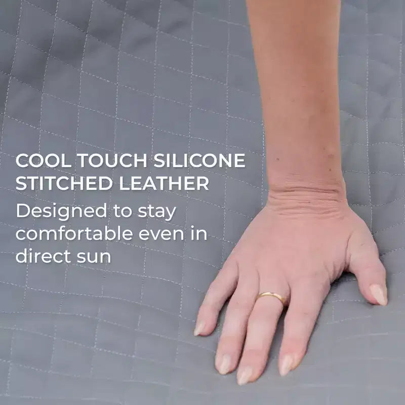 Ensemble de mobilier de patio extérieur Big Joe Solvana, canapé en cuir surpiqué de silicone Cool Touch résistant aux intempéries, sectionnel 4 pièces, Gris Clair de Lune