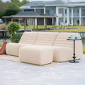 Big Joe Solvana Outdoor Patio Furniture Set, Performance Linen Weather-Resistant Fabric Sofa, 4 Piece Sectional, Sunlit Cream