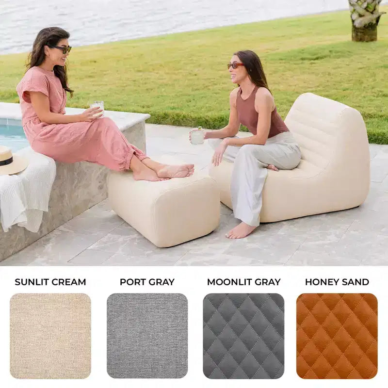 Grand ensemble de meubles de patio d'extérieur Joe Solvana, canapé en tissu de lin résistant aux intempéries, sectionnel 4 pièces, crème ensoleillée