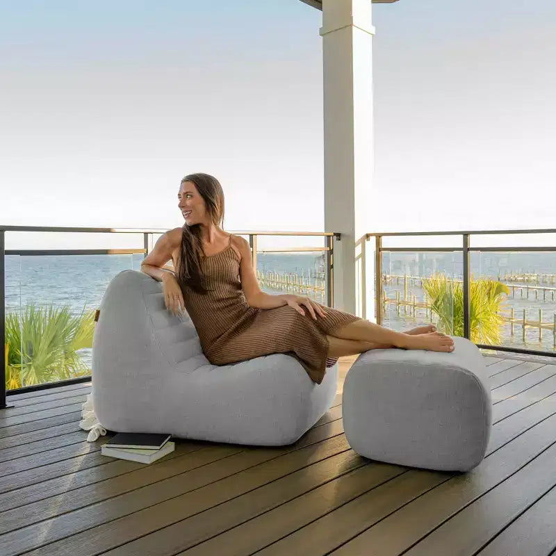 Ensemble de mobilier de patio Big Joe Solvana, tissu de performance en lin résistant aux intempéries, fauteuil principal, gris portuaire