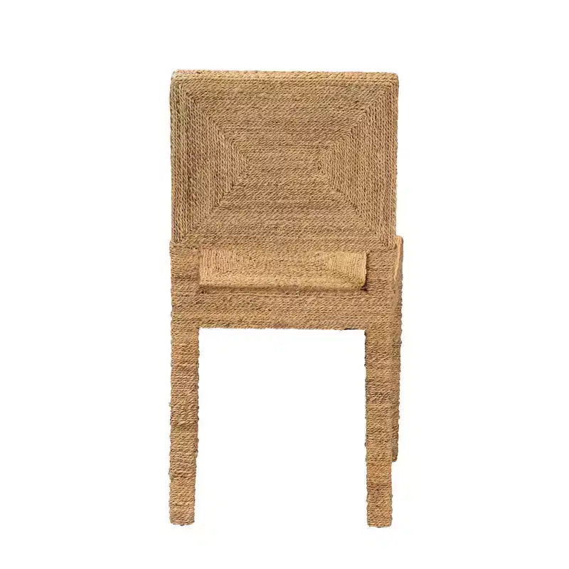 Natural Seagrass and Mahogany Wood Dining Chair, Solid Pattern, No Assembly Required