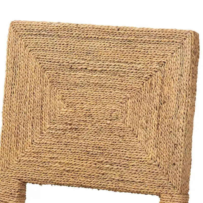 Natural Seagrass and Mahogany Wood Dining Chair, Solid Pattern, No Assembly Required