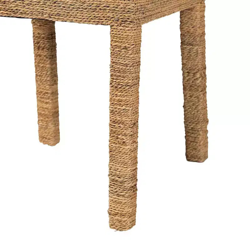 Natural Seagrass and Mahogany Wood Dining Chair, Solid Pattern, No Assembly Required