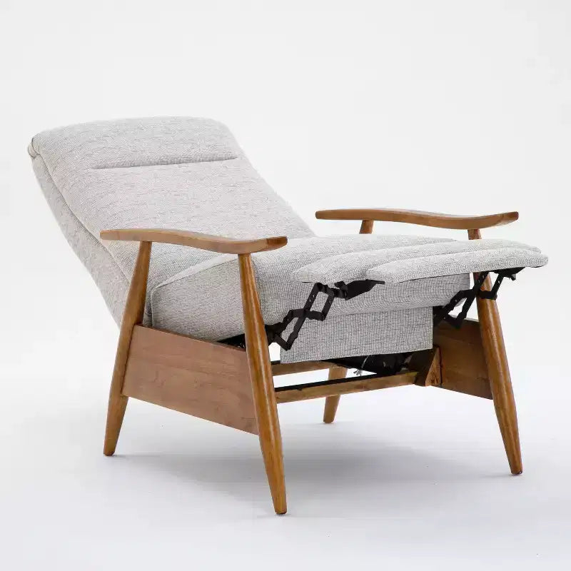 Press-Back Recliner, Polyester Upholstery, Solid Wood Frame, Foam Fill, Sea Oat