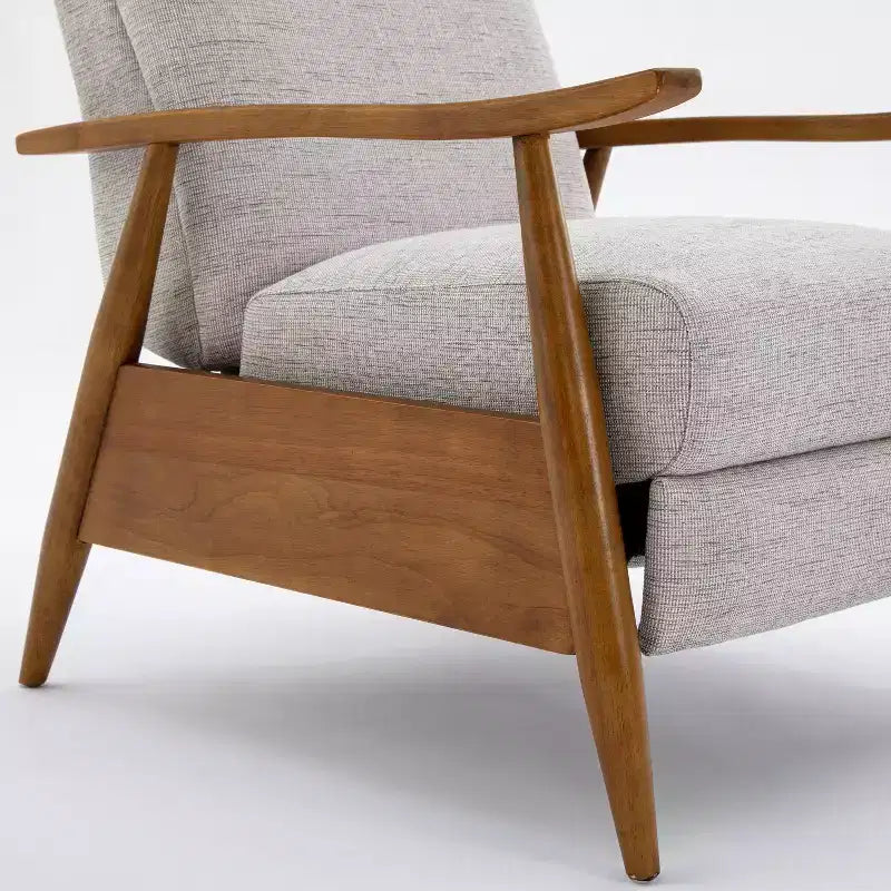 Press-Back Recliner, Polyester Upholstery, Solid Wood Frame, Foam Fill, Sea Oat