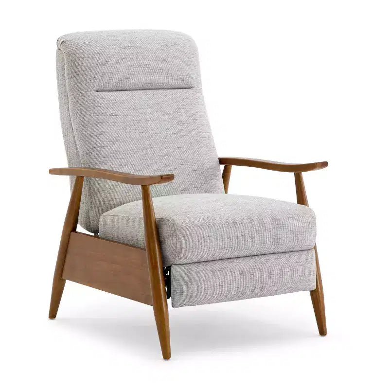 Press-Back Recliner, Polyester Upholstery, Solid Wood Frame, Foam Fill, Sea Oat