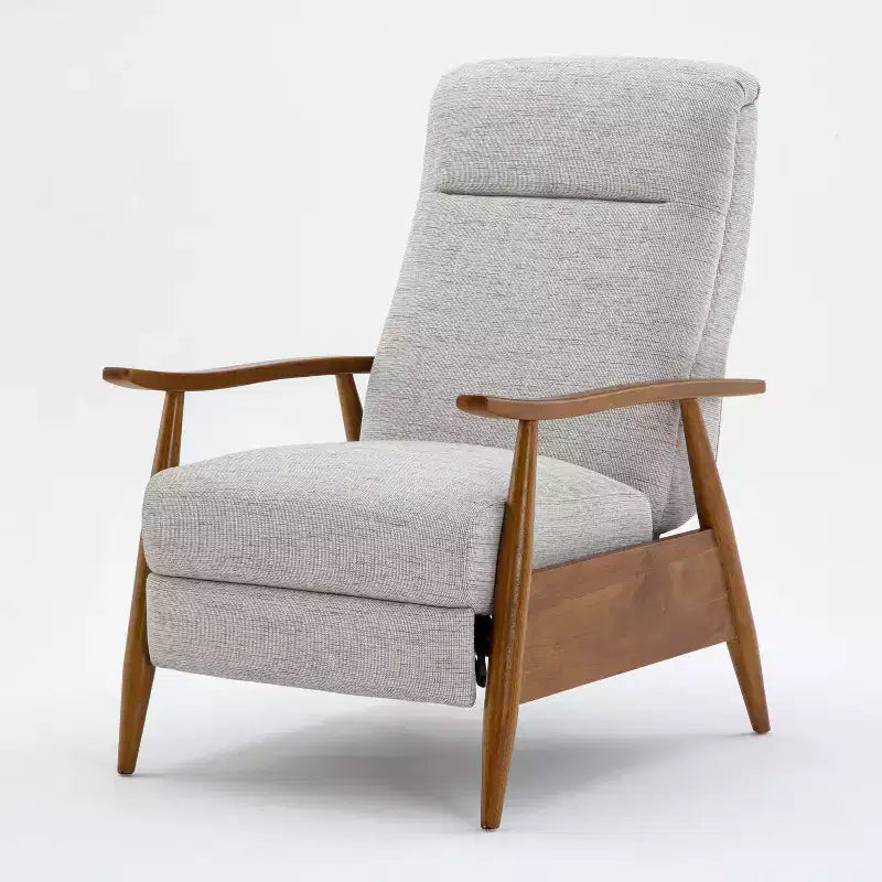 Press-Back Recliner, Polyester Upholstery, Solid Wood Frame, Foam Fill, Sea Oat