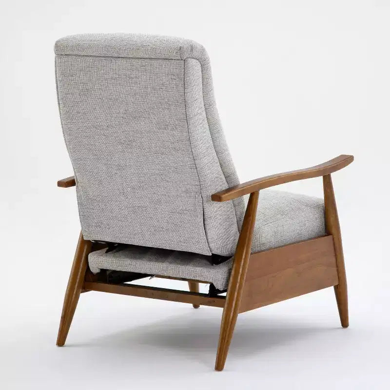 Press-Back Recliner, Polyester Upholstery, Solid Wood Frame, Foam Fill, Sea Oat