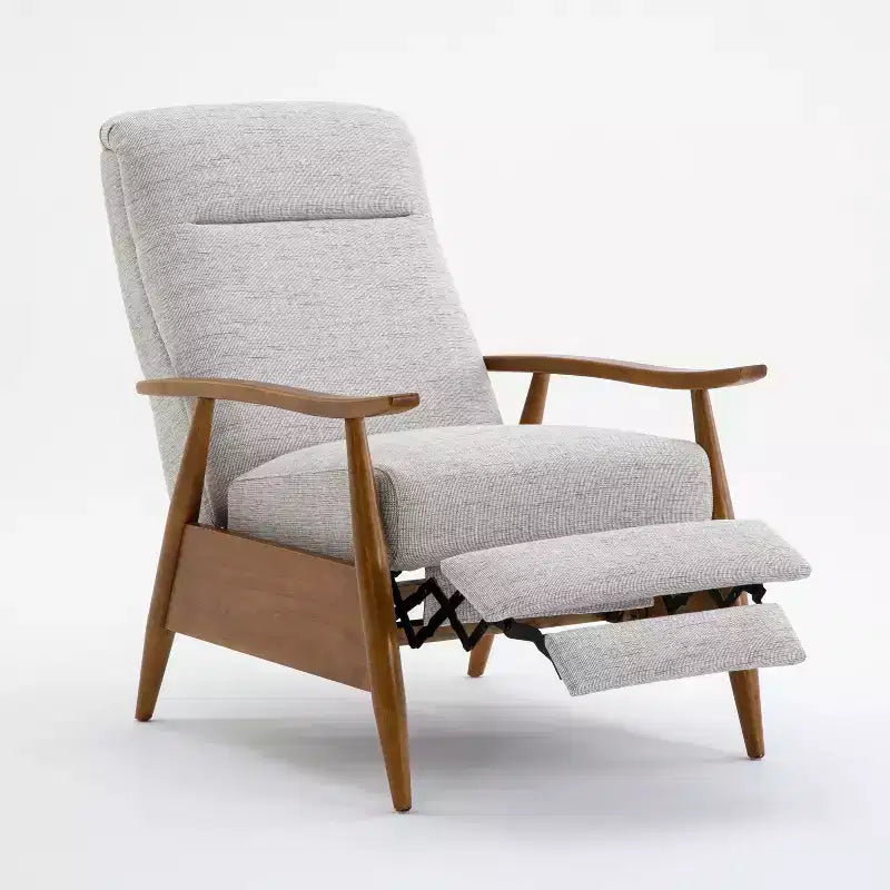 Press-Back Recliner, Polyester Upholstery, Solid Wood Frame, Foam Fill, Sea Oat