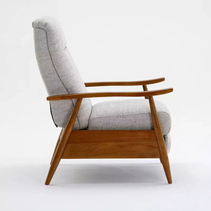 Press-Back Recliner, Polyester Upholstery, Solid Wood Frame, Foam Fill, Sea Oat