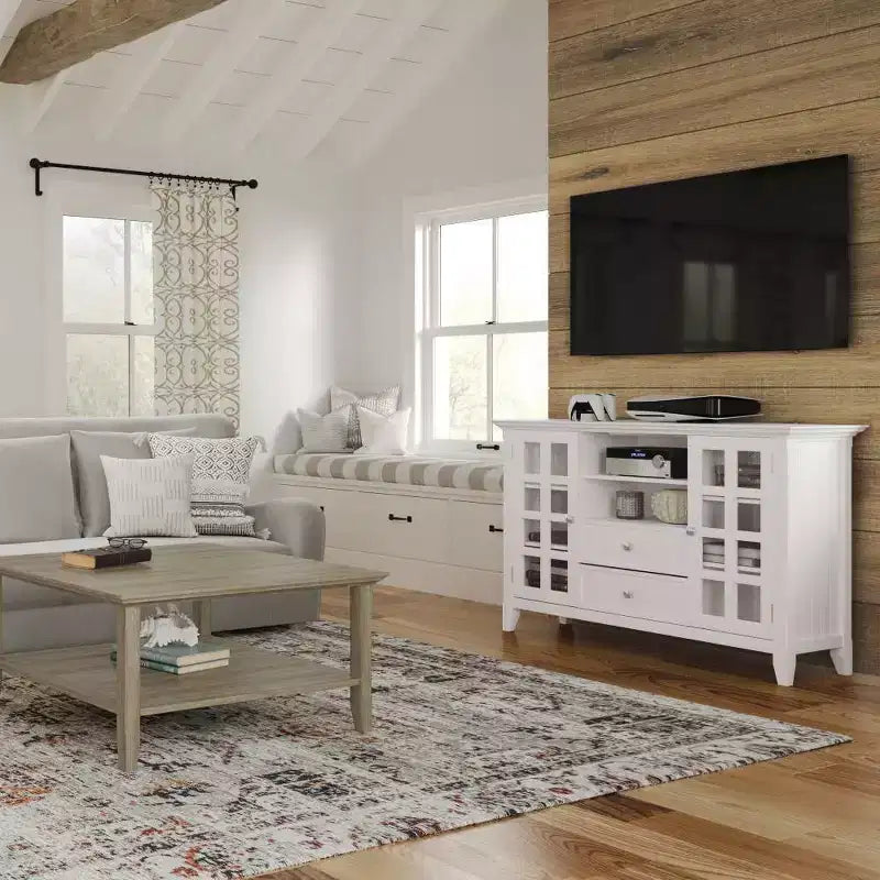 Pine Plywood Tall TV Stand with Adjustable Shelves 60''