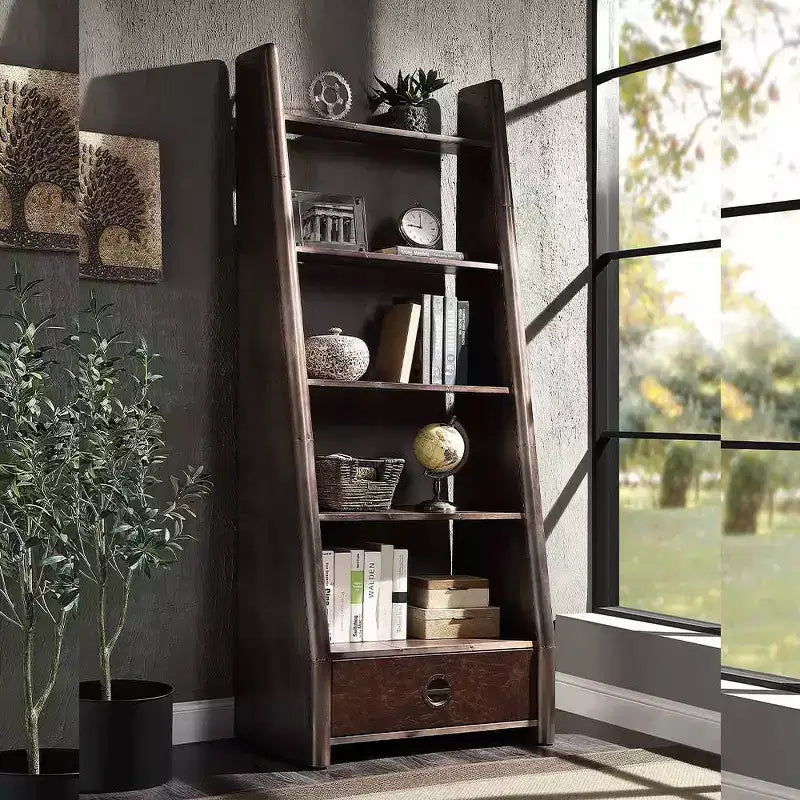 5-Tier Decorative Bookshelf, Aluminum Construction, 31.5" Wide, No Assembly Required