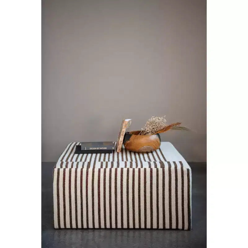 Square Coffee Table, Kilim Pattern, Cream & Brown, MDF, No Assembly Required