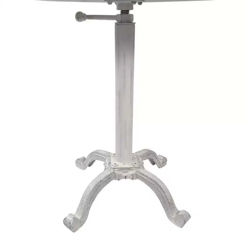 Adjustable Height Vintage Side Table, Mango Wood with Iron Base, Whitewash, 22" Height