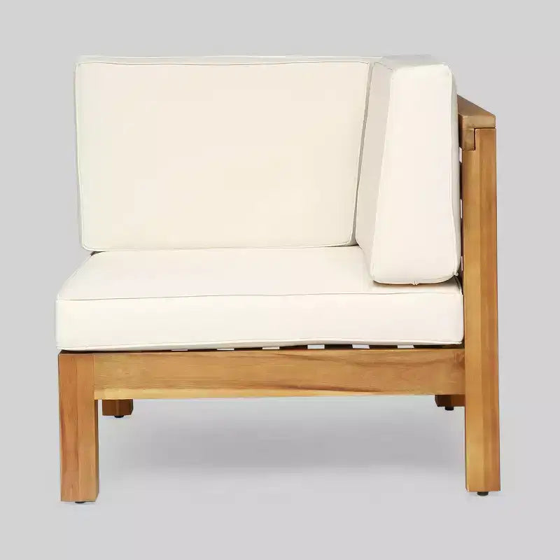 Oana - Salon de jardin d'angle 4 pièces en bois d'acacia avec coussins - Christopher Knight Home