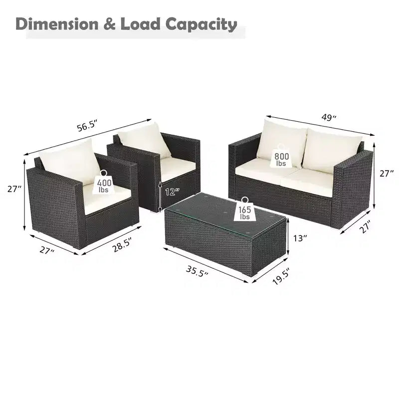 Costway Ensemble mobilier de jardin en rotin 8 pièces, canapé rembourré, chaise, table basse Turquoise/Rouge/Noir
