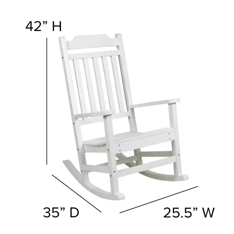 Merrick Lane Fauteuil à bascule d'intérieur/extérieur en polyrésine avec table d'appoint